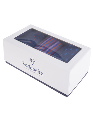 men's premium 3pk sock gift box , navy with bright design, by Vedoneire of Ireland men's premium 3pk sock gift box , navy with bright design, by Vedoneire of Ireland