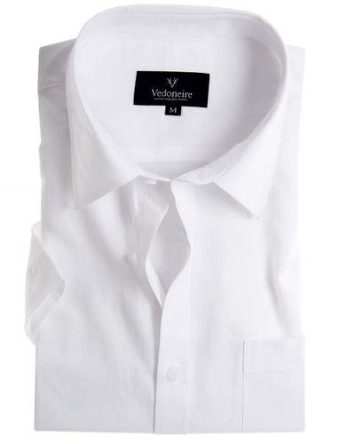 Men's Linen Mix Short Sleeve Shirt with Pocket, White, by Vedoneire of Ireland