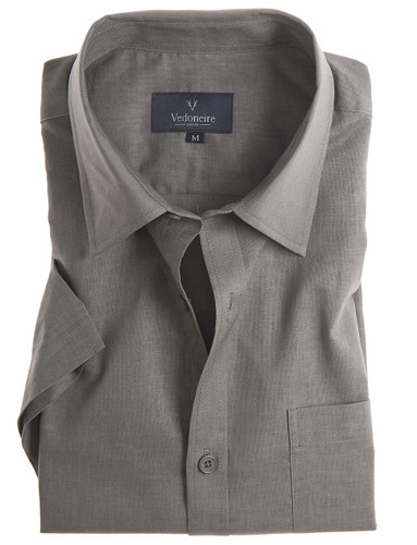 Men's Linen Mix Short Sleeve Shirt with Pocket, Olive, by Vedoneire of Ireland