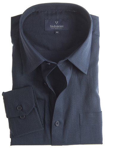 Long sleeve navy linen mix shirt by Vedoneire of Ireland