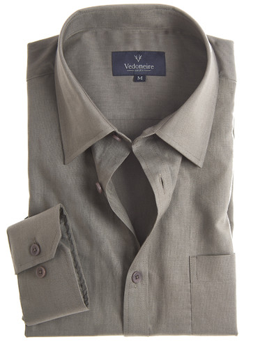 Cool breathable taupe linen mix long sleeve shirt with pocket