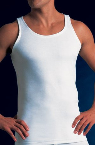 Mens Cotton Vest with Traditional Flat seams (1358 white) by Vedoneire of Ireland