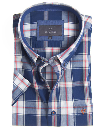 Soft washed, 100% cotton plaid short sleeve shirt by vedoneire of Ireland