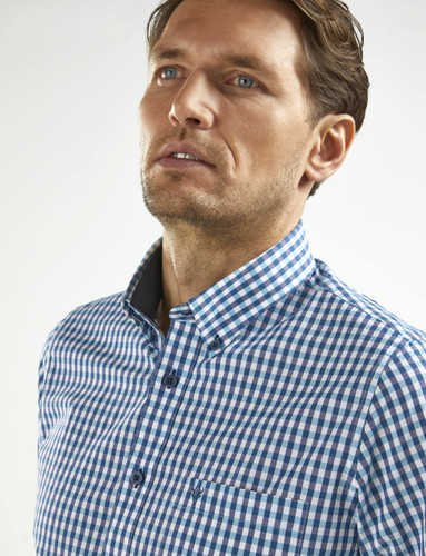 Men's Soft Wash Cotton Short Sleeve Check Shirt (2279  Cassin)