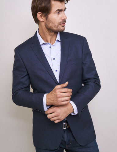 Men's navy linen mix blazer by Vedoneire of Ireland