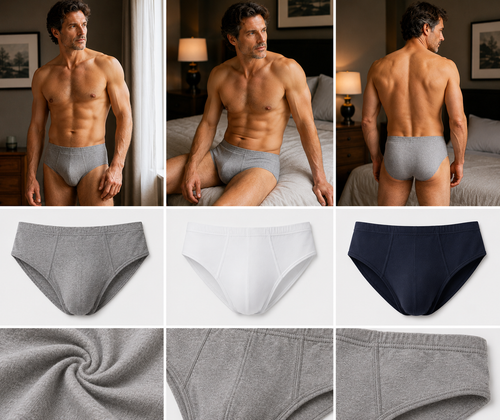 Men's 3 Pack Slip brief (1004) Navy White Charcoal