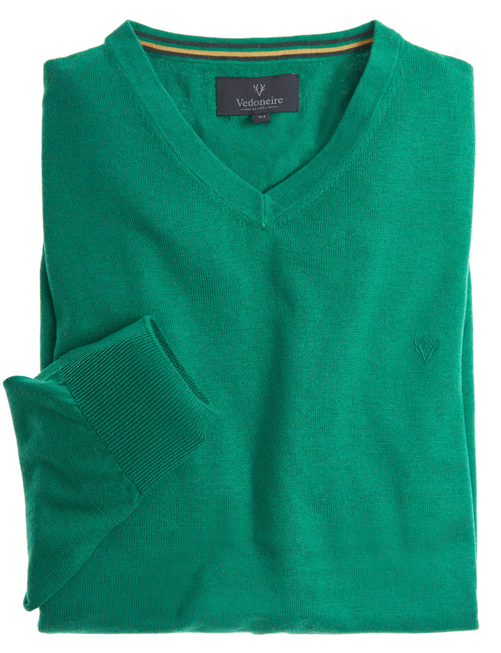 Men's cotton cashmere wheatgrass V neck knit by Vedoneire of Ireland