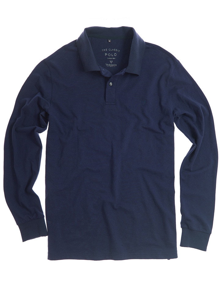 Men's long sleeve pique polo with stretch by Vedoneire of Ireland