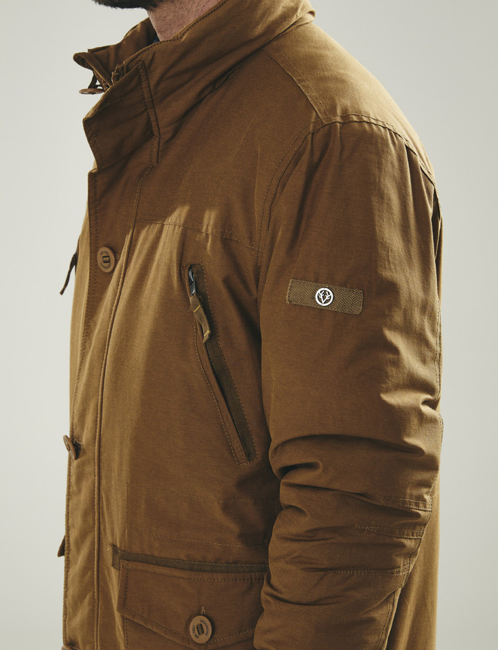 Men's  cotton padded jacket (camel) by Vedoneire of Ireland
