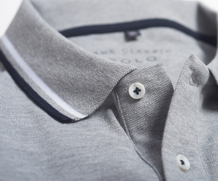 Men's Grey Pique polo with contrast on ribs and pocket by Vedoneire of Ireland