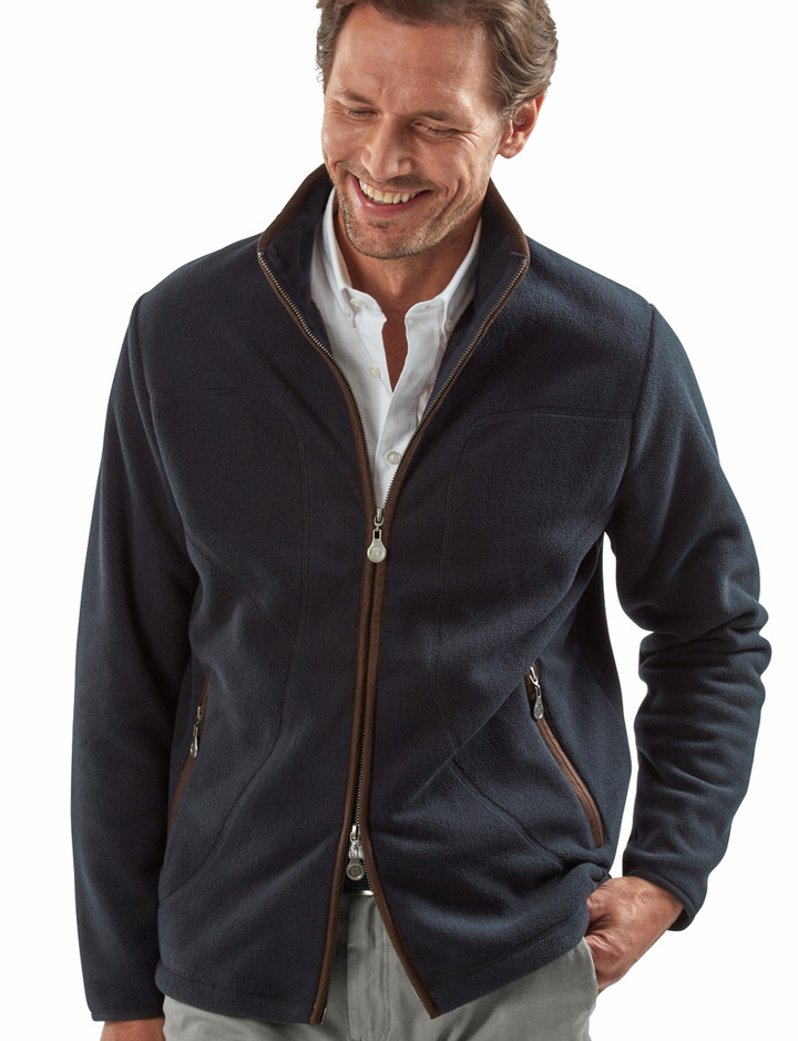 Smart full zip equine styled fleece with suede trim by Vedoneire of Ireland