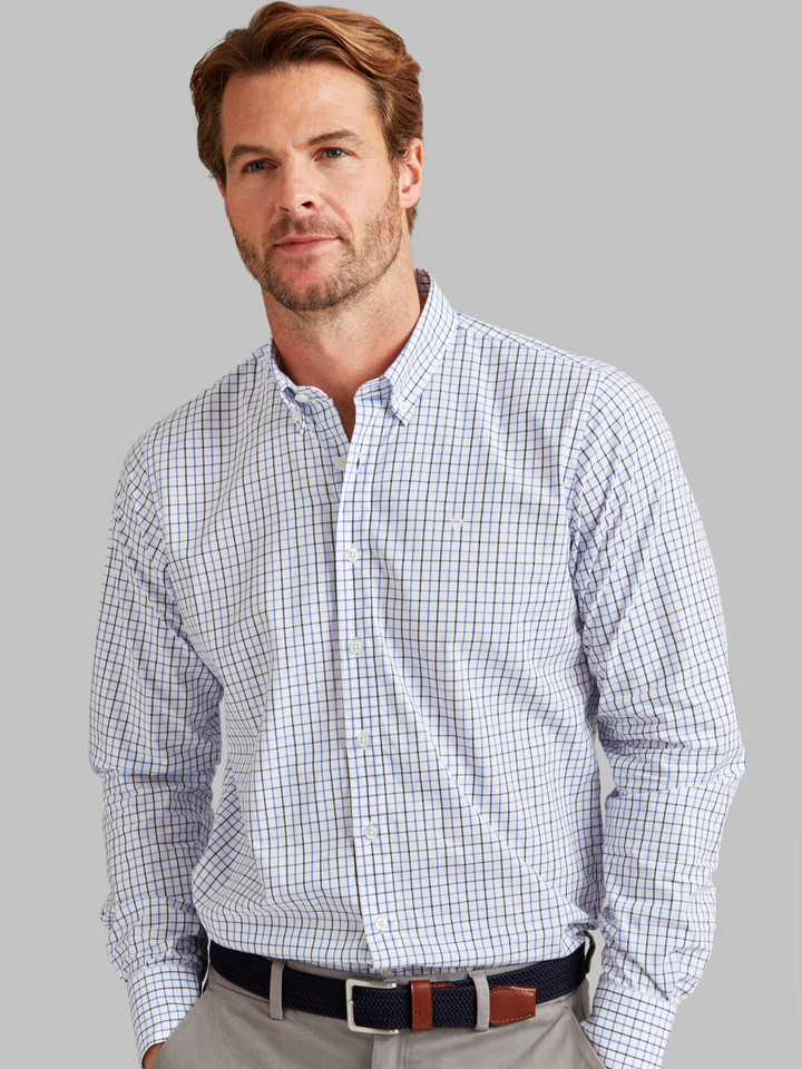 Men's classic 100% cotton button down check shirt, by Vedoneire of Ireland