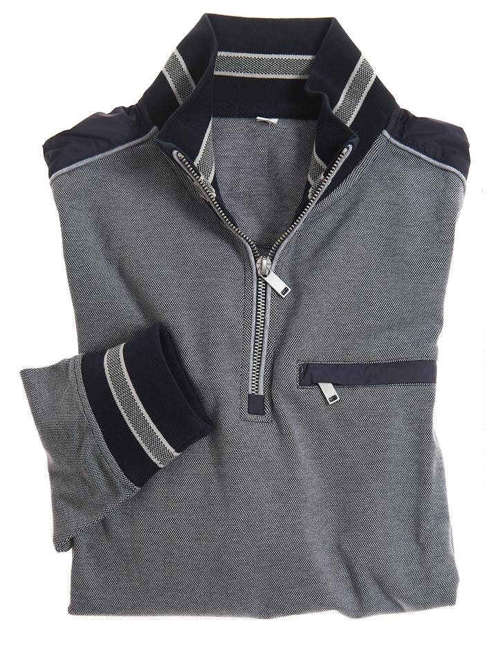 two tone half zip with pocket by Vedoneire of Ireland