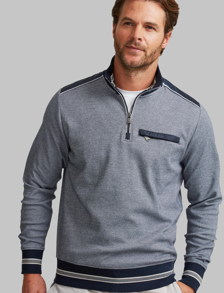 two tone half zip sweatshirt with pocket by Vedoneire of Ireland