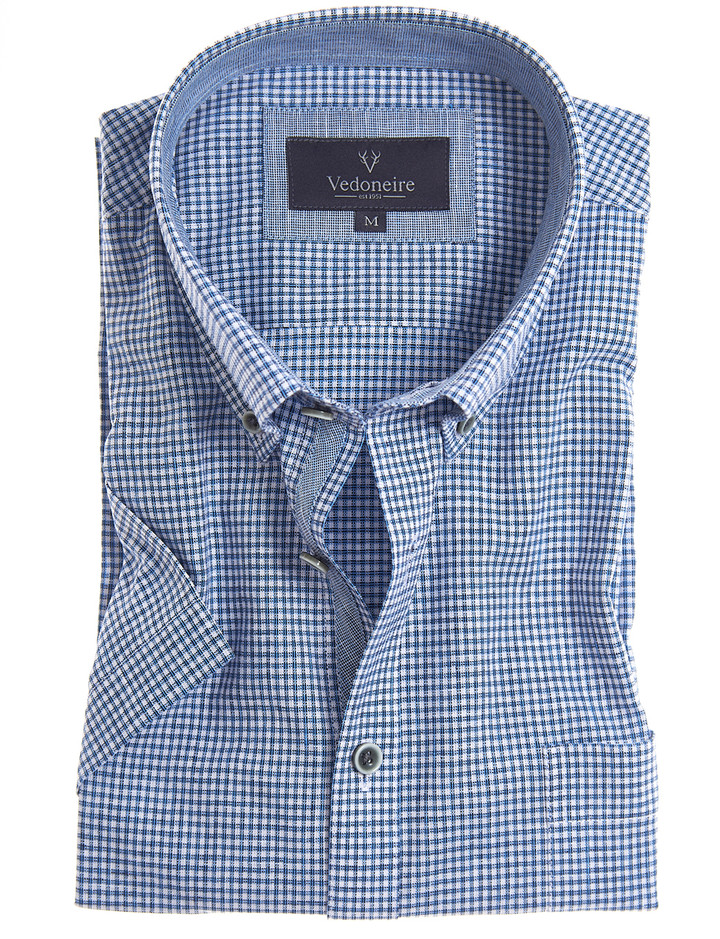 men's linen mix short sleeve shirt with pocket by Vedoneire of Ireland