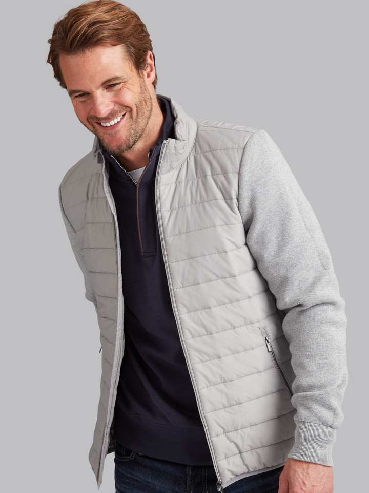 Stylish and smart, Men's padded hybrid grey jacket