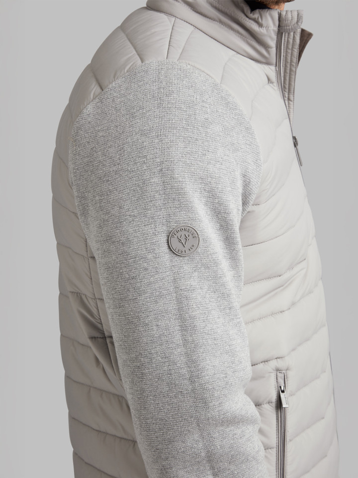 Men's padded jacket with knitted sleeves, grey