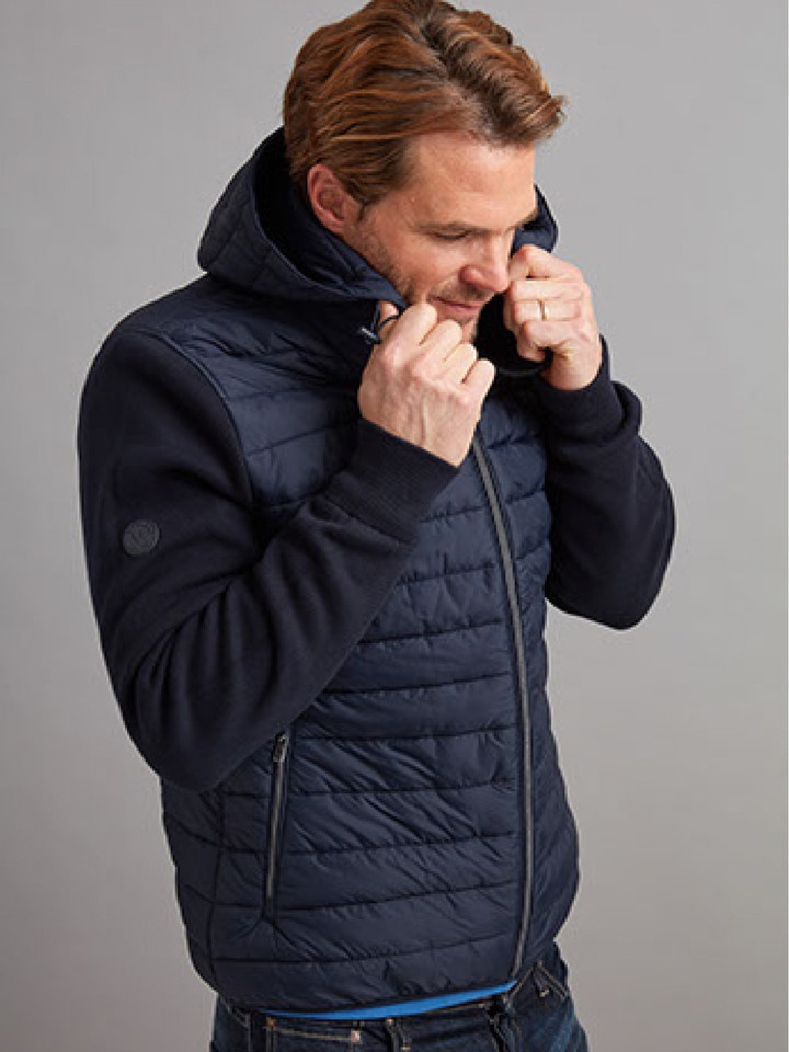 Men's Hooded Padded Hybrid Jacket (4716) Navy