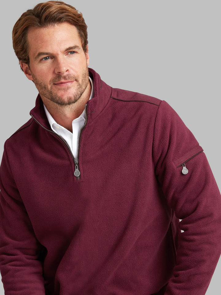 Men's burgundy fleece half zip by Vedoneire of Ireland