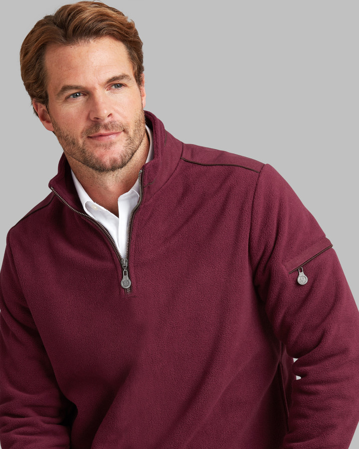 Men's Fleece Half Zip with Trim (4193) Burgundy
