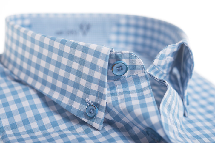 Iconic gingham button down shirt, teal, by Vedoniere of Ireland