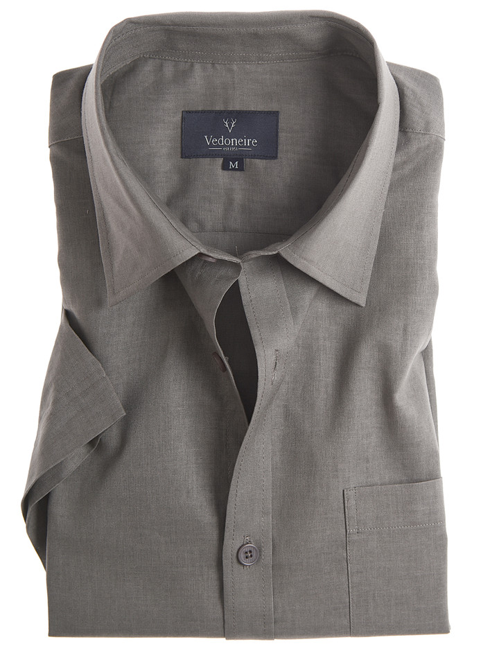 Men's Linen Mix Short Sleeve Shirt with Pocket, Olive, by Vedoneire of Ireland