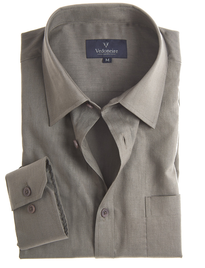 Cool breathable taupe linen mix long sleeve shirt with pocket