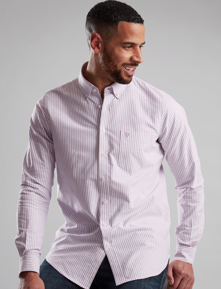 Men's purple stripe oxford shirt, by Vedoneire of Ireland
