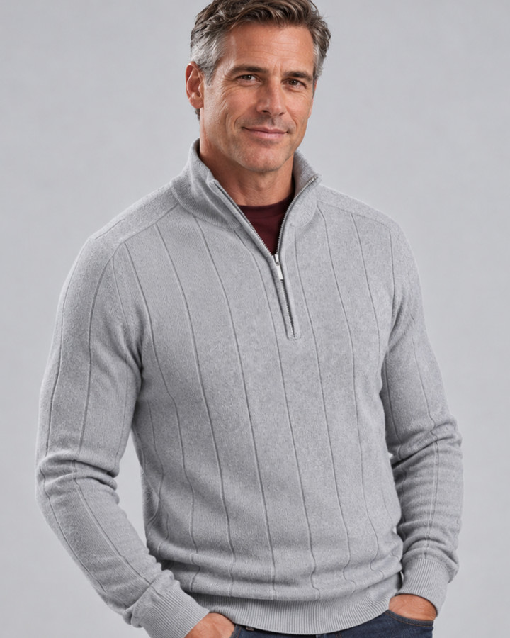 Men's Half Zip Jumper Needle Out (4915) Grey
