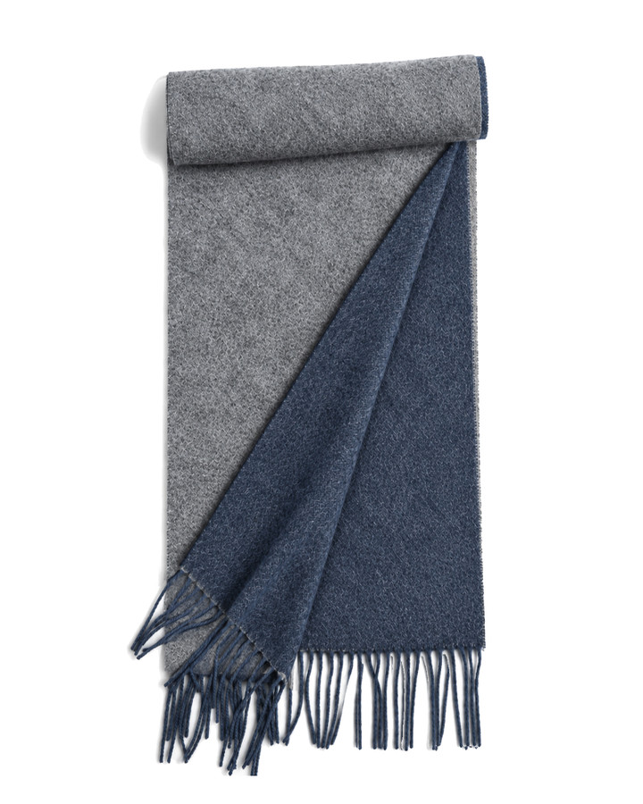 Wool Two Face Scarf (3113) Navy Grey