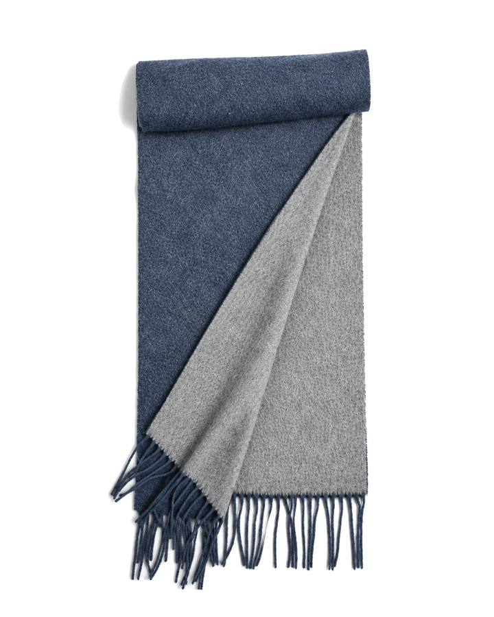 Wool Two Face Scarf (3113) Navy Grey