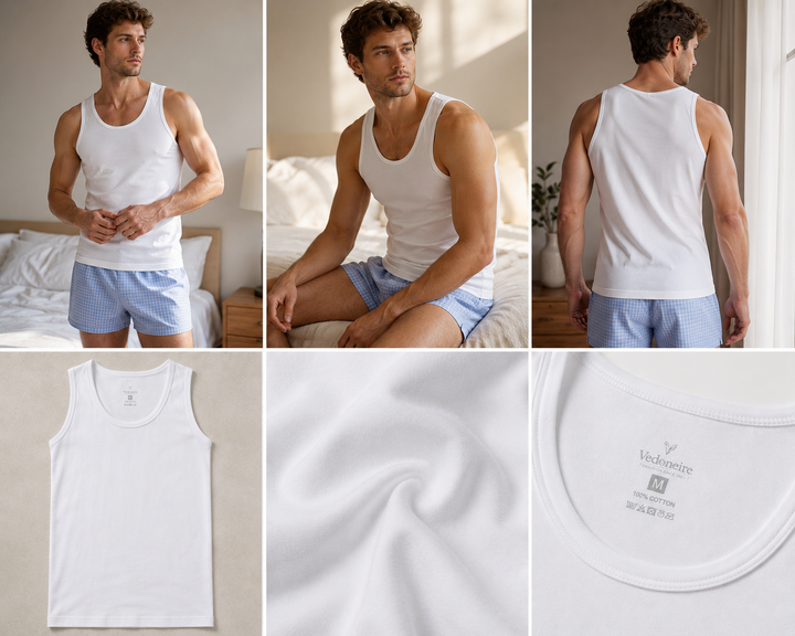 Men's Cotton Classic Sleeveless Vest x 1 (2007 White)