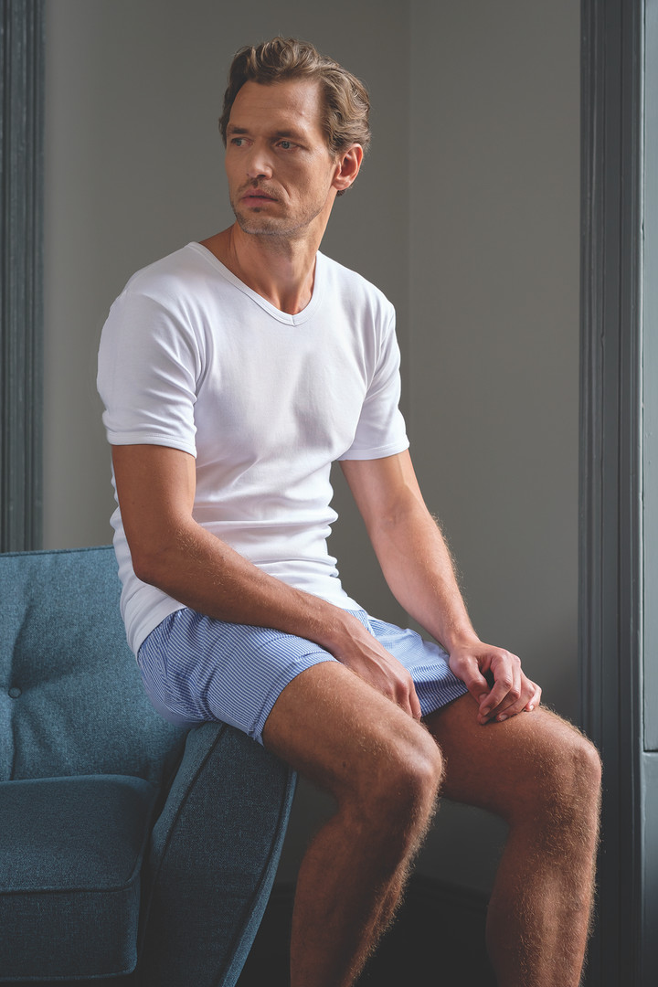 Men's V Neck Short Sleeved Vest (2008) White