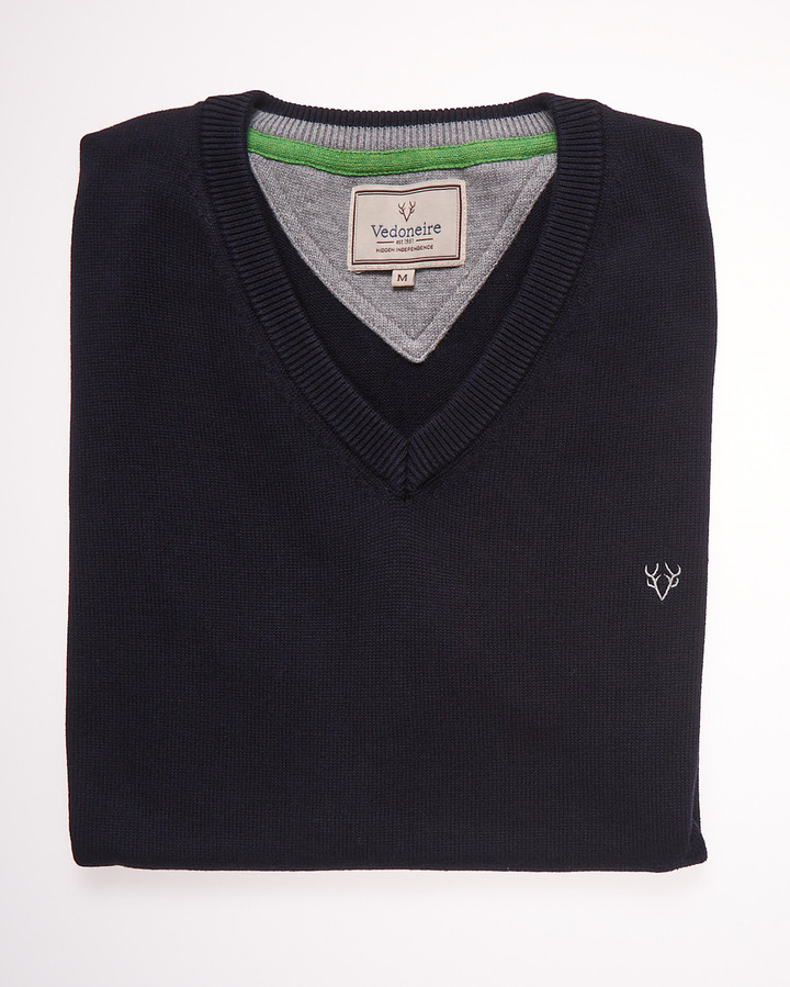 Men's Cotton V-Neck Sleeveless Jumper (4330) Navy