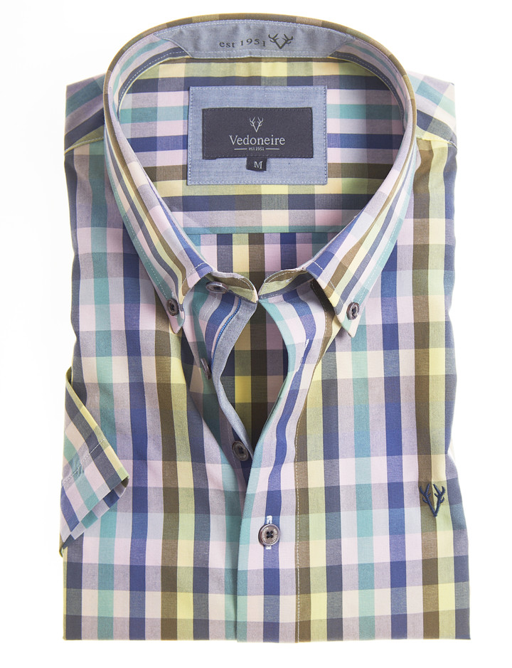 100% Cotton Peach finish short sleeve shirt by Vedoneire of Ireland