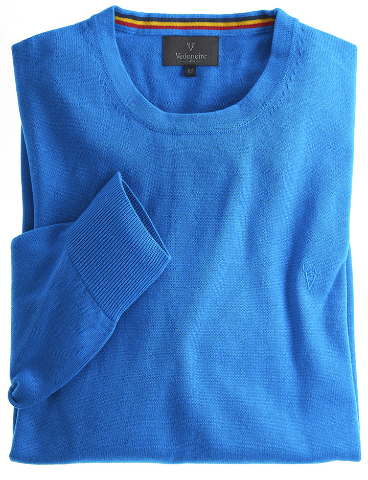 Men's Fine Gauge Cotton Crew Neck Jumper (4201 Spirit) blue round neck pullover sweater
