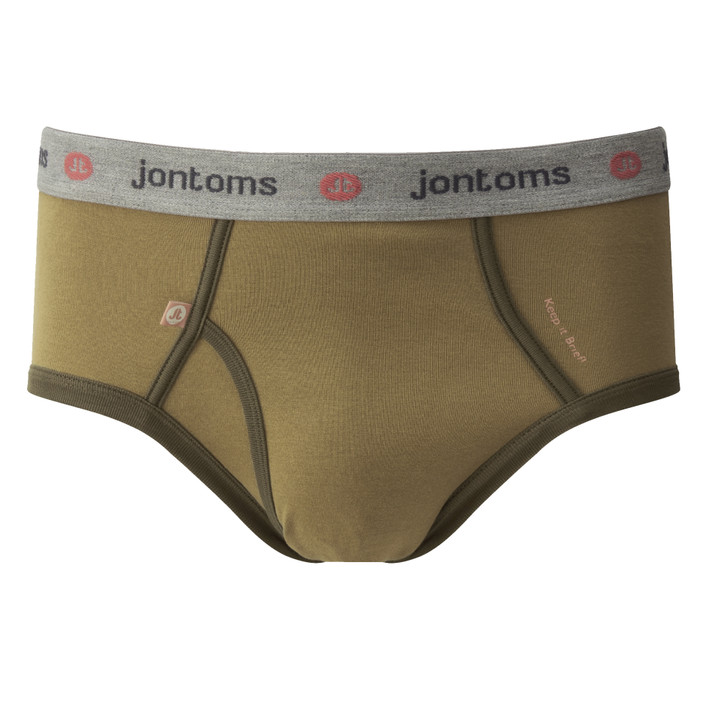 Luxury Fine Rib Support Brief in Olive Green