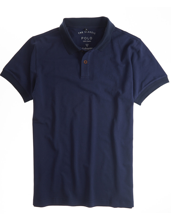 Men's Navy Pique Polo shirt by Vedoneire of Ireland