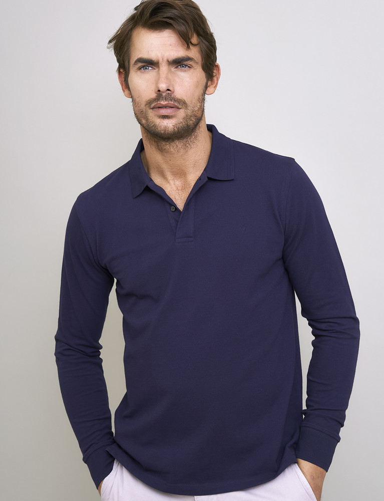 Smart long sleeve pique polo with stretch by Vedoneire of Ireland