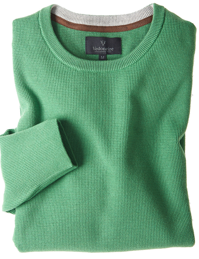 Luxury cotton cashmere texture crew neck knit by vedoneire of Ireland