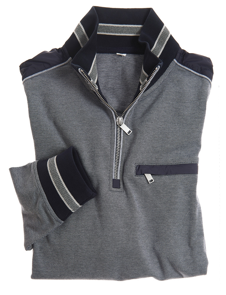 two tone half zip with pocket by Vedoneire of Ireland