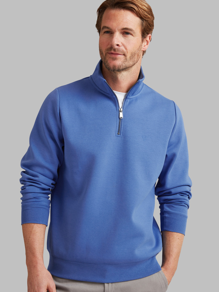 Structured smart men's half zip in winter blue by Vedoneire of Ireland
