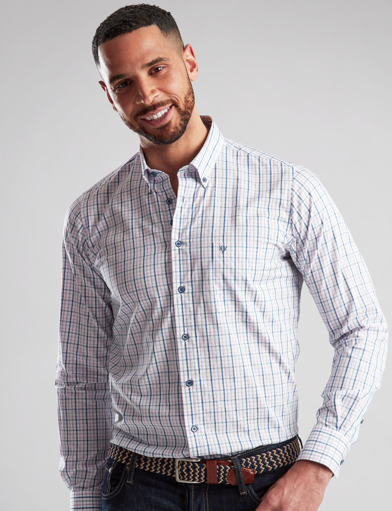 Mens cotton button down check shirt by Vedoneire of Ireland