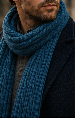 Men's Cable Knit Scarf (3104) Lapis