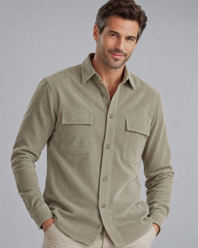 Men's Cord Shirts 100% Cotton Button Down Shirt (2269) Sage