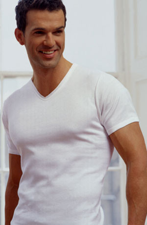 Mens V Neck Vest Tee  (2288 White)