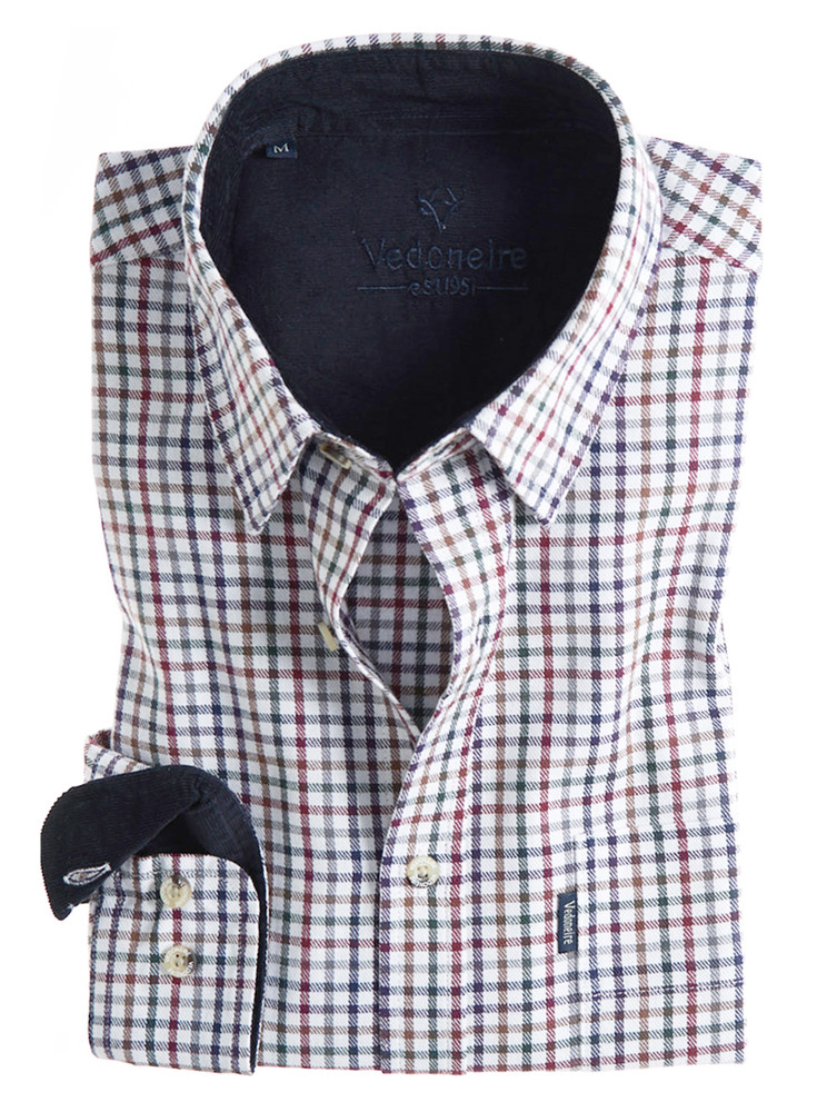 Tattersall Brushed Cotton Shirt by Vedoniere of Ireland