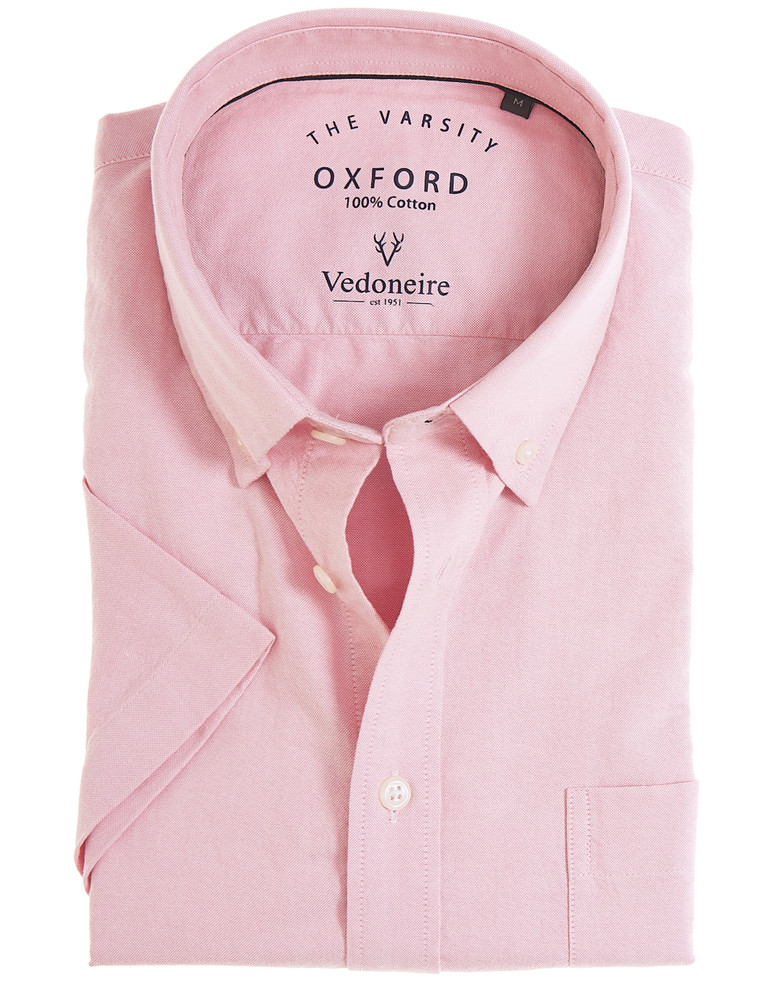 Men's short sleeve pink oxford shirt by Vedoneire of Ireland