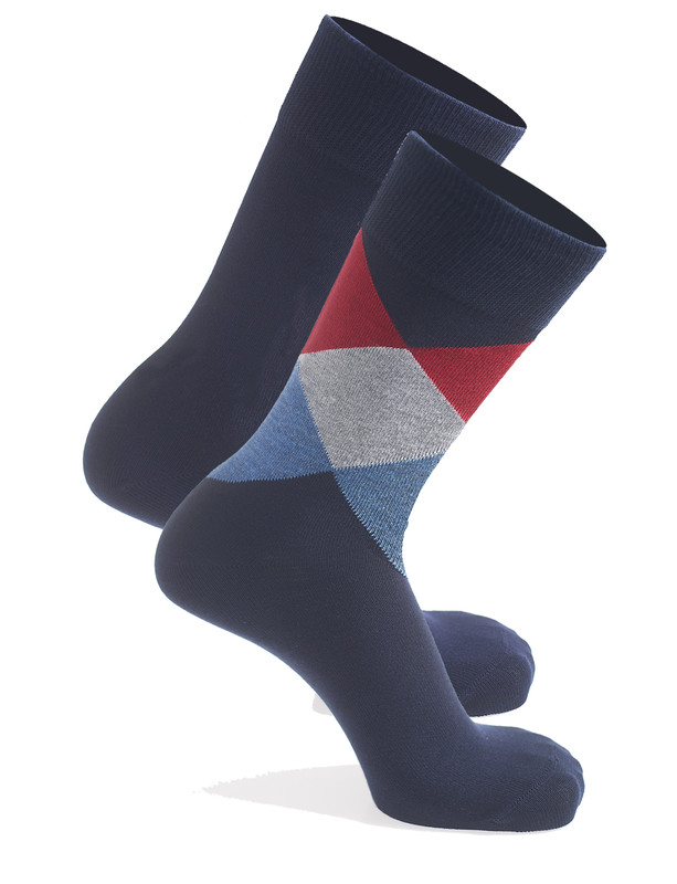 Men's contemporary argyle cotton sock.