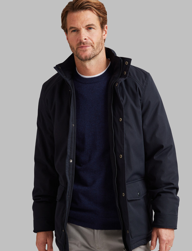 Men's fully padded coat with concealed hood, by Vedoneire of Ireland